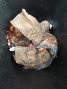 Das sind nur noch Igitt-Teile; kein Wunder nach beinahe 2 Wochen im Hausmüll.