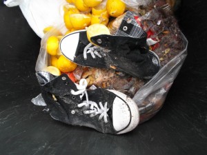 Trotz Zitronenschalen sahen Lauras Chucks nach gut 10 Tagen im Küchendreck alles andere als &quot;zitrusfrisch&quot; aus.