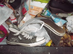 Hier im Müllcontainer, sind diese Girly-Chucks &quot;Randfiguren&quot;.