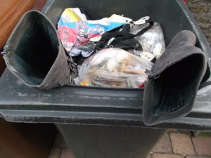 Die Stiefel scheinen sich regelrecht nach rettenden Händen zu recken, aber alles vergebens, denn die bleiben im Müll!