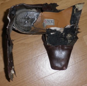 Sohle durchgeschnitten, war schon schön dünn gelaufen