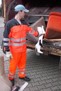 Müll0409 435.jpg (307.65 KiB) 16160 mal betrachtet Ein Orangener Engel entdeckt die Nuttenstiefel, greift sie sich und stopft sie noch schnell zum anderen Sperrmüll, der schon gepresst wird.