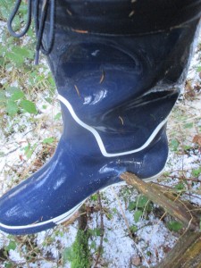 Später hat noch ein böses spitzes Stöckchen ein größeres Loch in meinen Gummistiefel gestochen