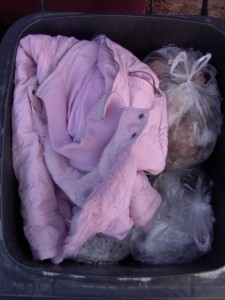 Müll0212 009.jpg (232.7 KiB) 6607 mal betrachtet Kuschelig lag die noch unversaute rosa Girly-Jacke wieder in der Mülltonne "wie es sich gehört".