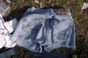 Janine08 110.jpg (160.33 KiB) 10405 mal betrachtet Überall lagen die Reste von platt getretenen Girlie-Lumpen herum und auch diese Jeans war im wahrsten Sinne des Wortes "am Arsch"